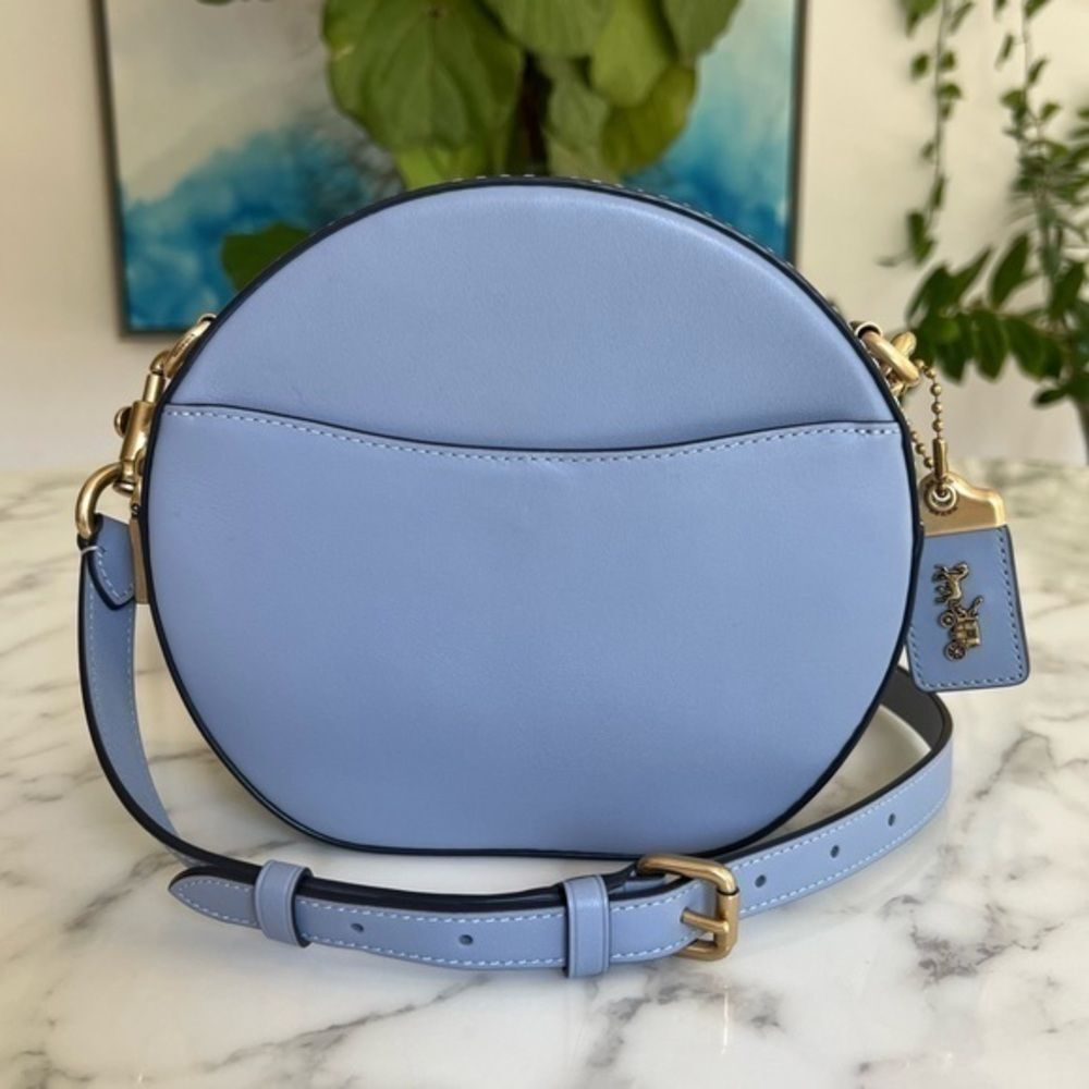 Coach 1941 Glovetanned Leather Round Canteen Crossbody 35844 Twilight Blue Brass